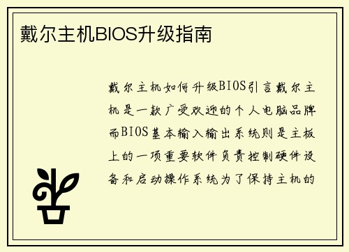 戴尔主机BIOS升级指南